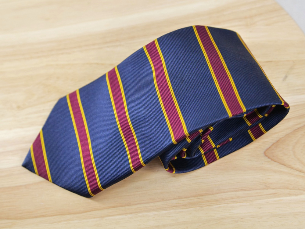 Brooks Brothers Makers Tie 100% Silk Blue Purple Yellow Repp USA 56.5x3.75